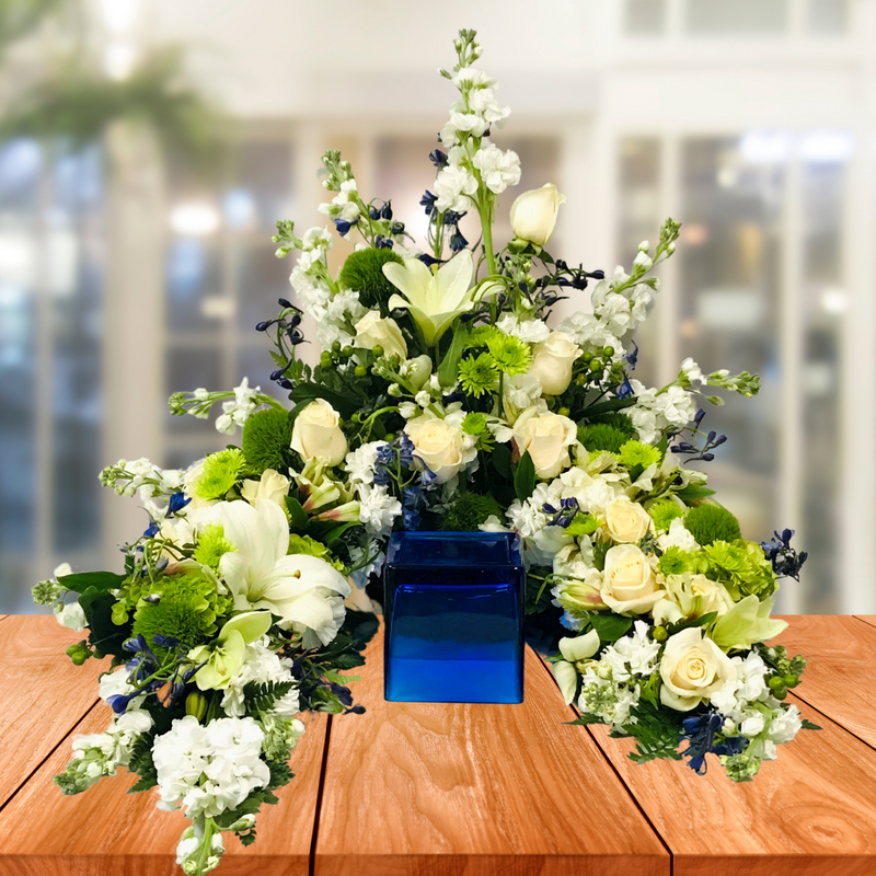 Blue Provence Half Urn Wreath