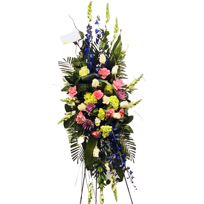 Flower Delivery Florist Funeral Sympathy Naples Pink Garden Standing Spray