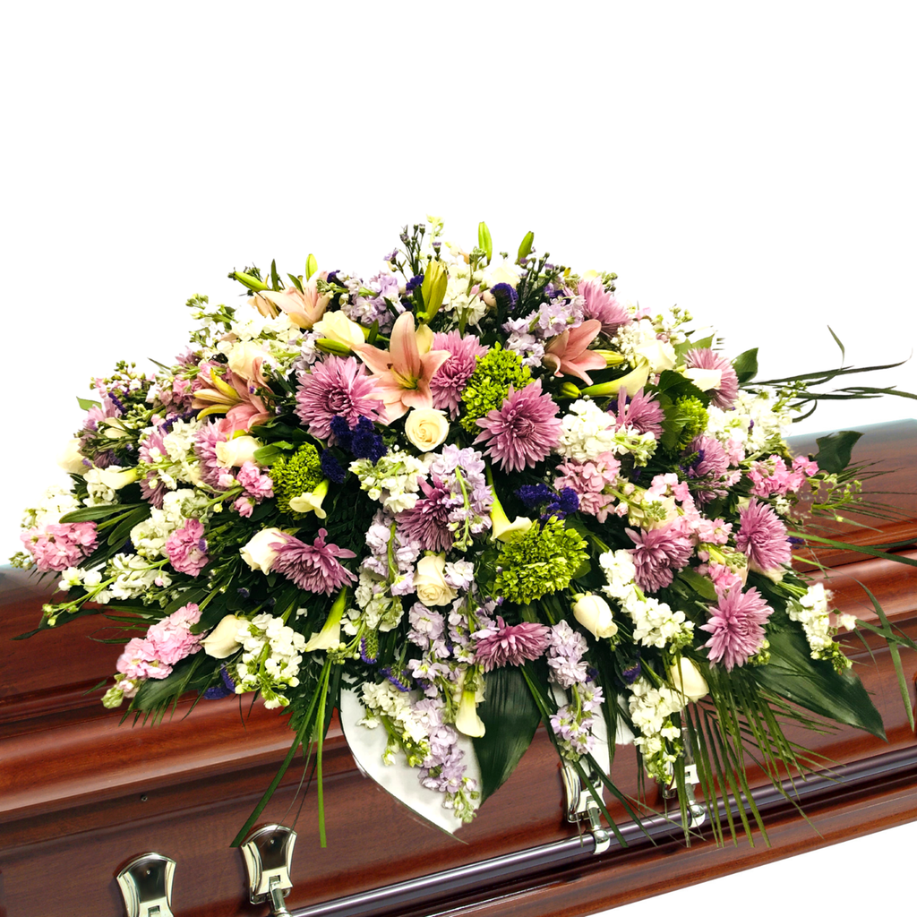 Flower Delivery Florist Funeral Sympathy Naples Springtime Blossoms Casket Spray